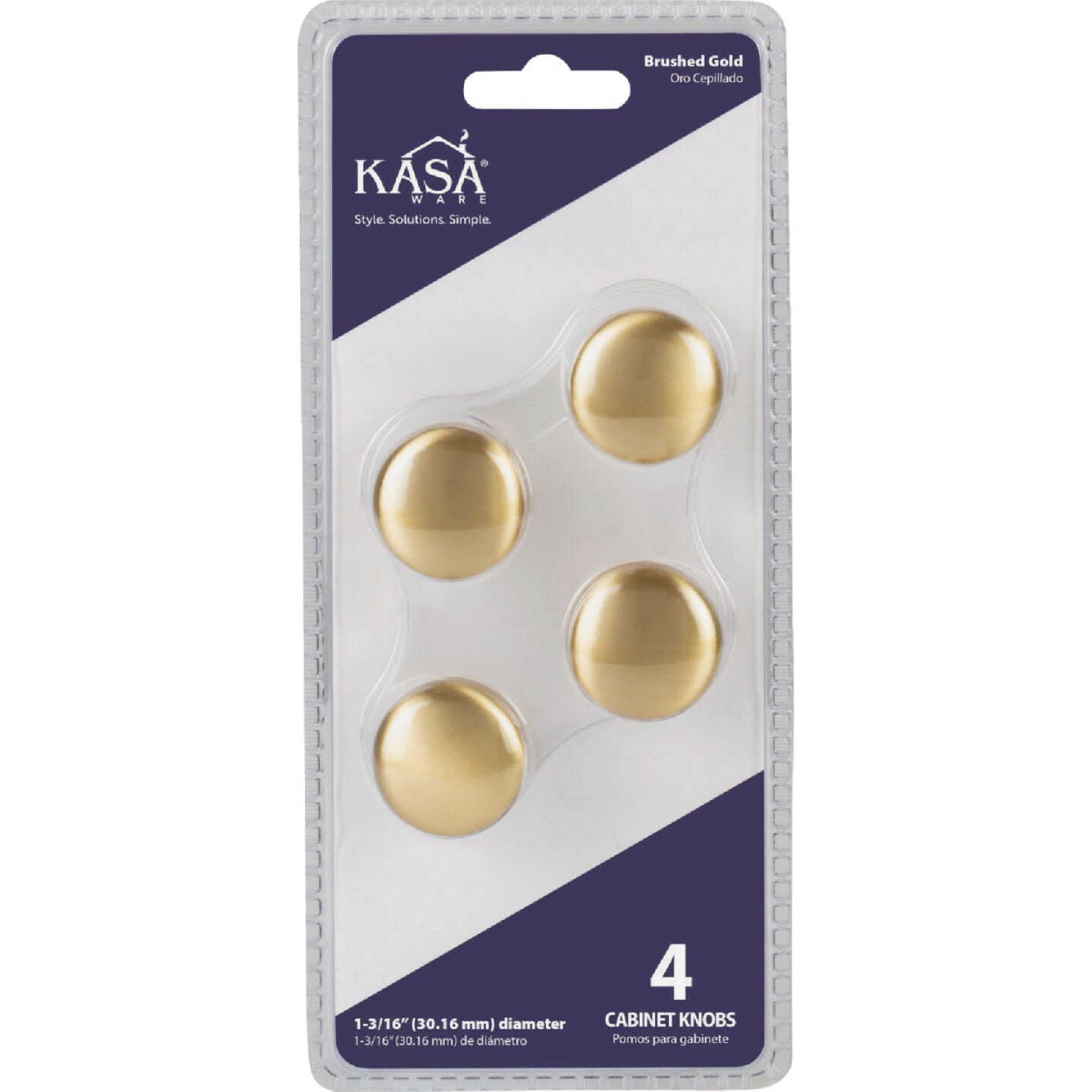 KasaWare 1-3/16 In. Diameter Brushed Gold Cabinet Knob (4-Pack) Image 2