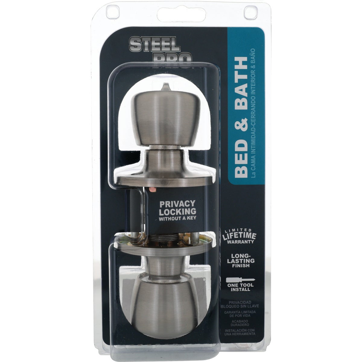 Steel Pro Satin Chrome Bed & Bath Door Knob Image 2