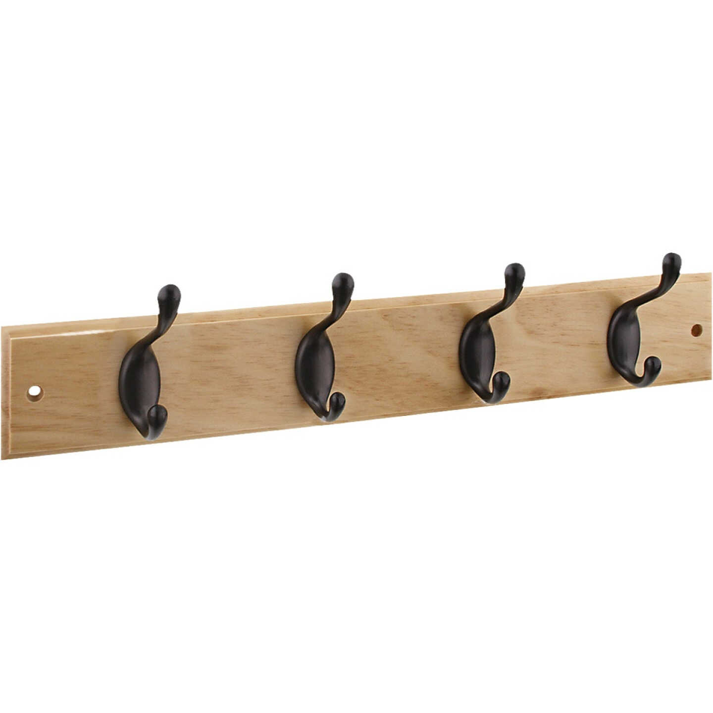 National Hardware 18 In. 4-Hook Oil Rubbed Bronze/Natural Hook Rail Image 1