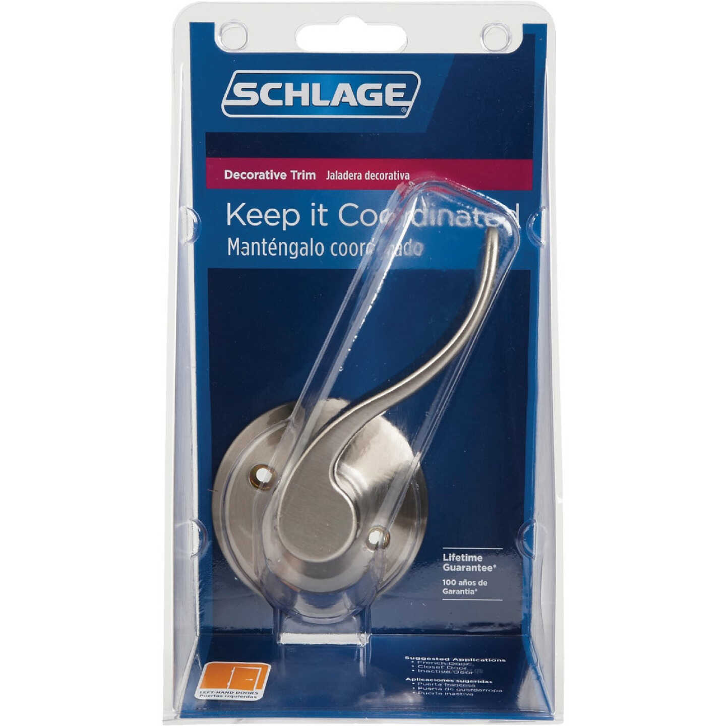 Schlage Accent Left-Handed Satin Nickel Dummy Door Lever Image 2