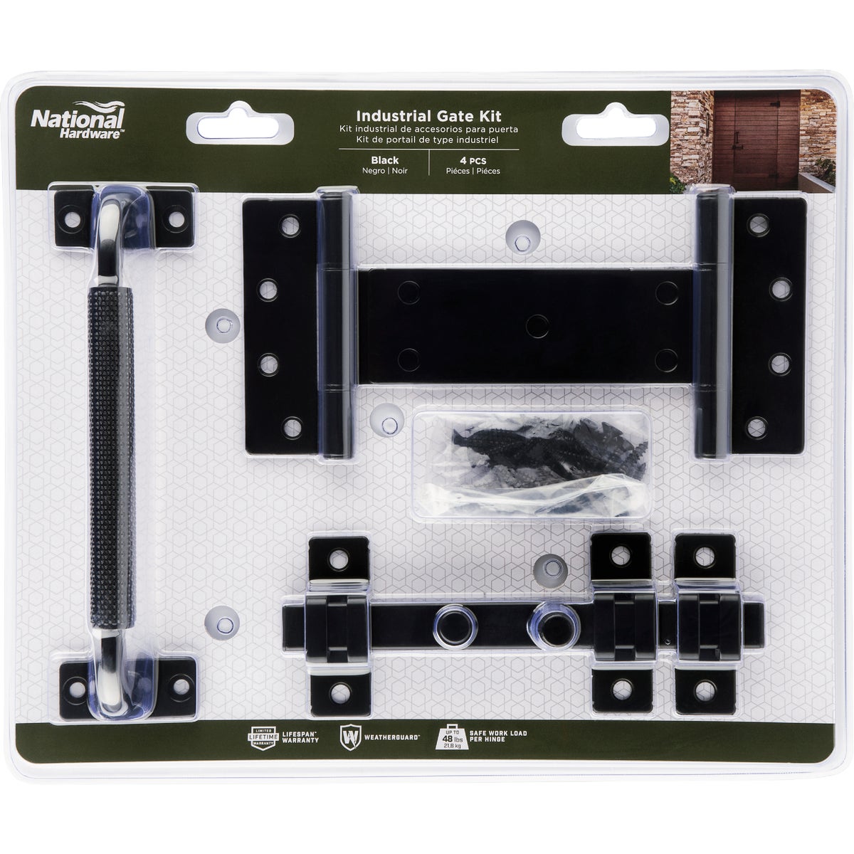 National Hardware 4-Piece Black Industrial Gate Kit Image 2