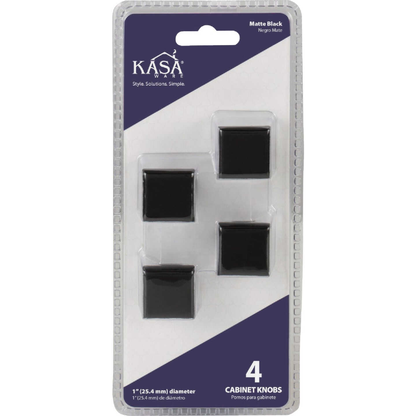 KasaWare 1 In. Diameter Matte Black Flared Foot Square Knob (4-Pack) Image 2