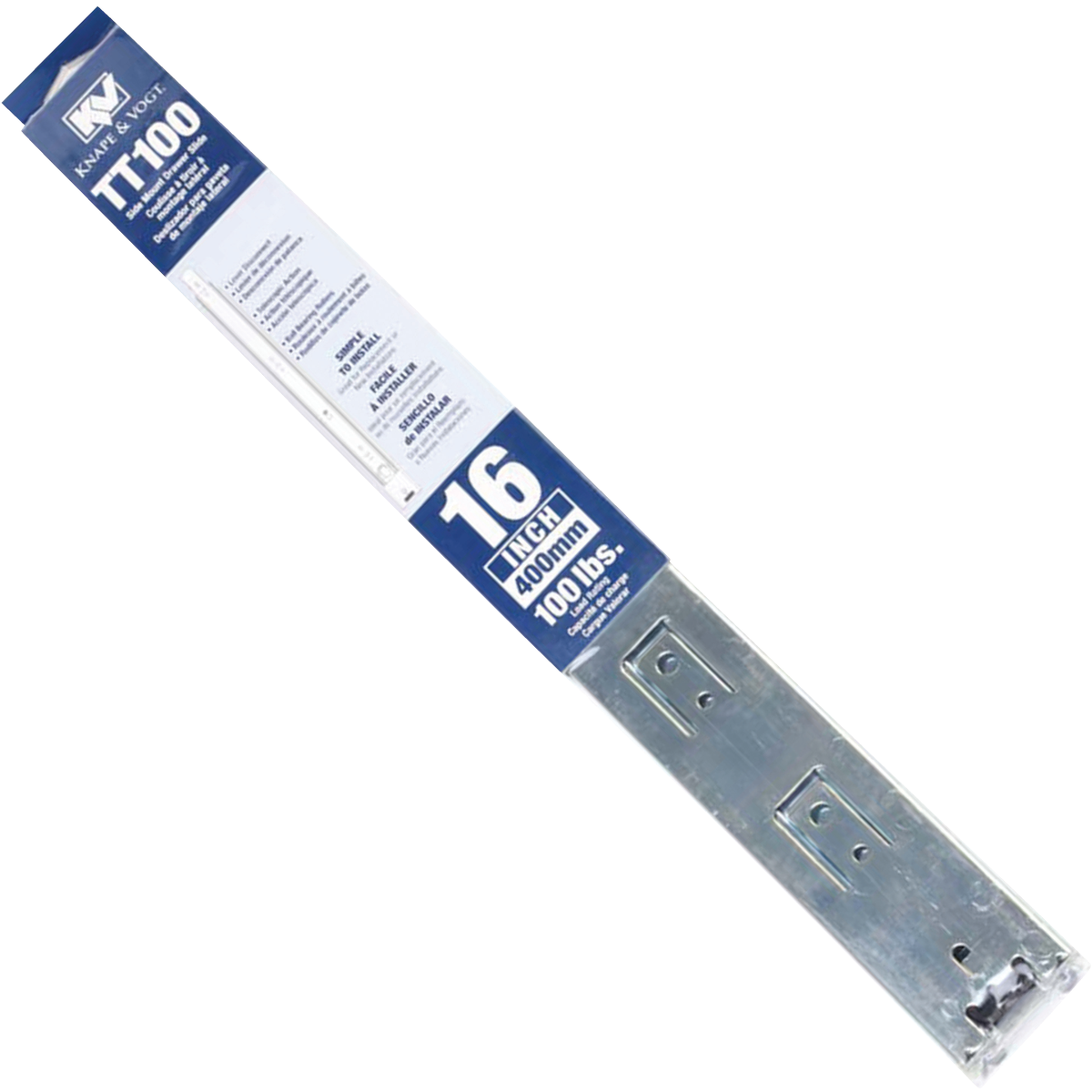 Knape & Vogt 16" Heavy-Duty 100lb File Drawer Slide (1-Pair) Image 3