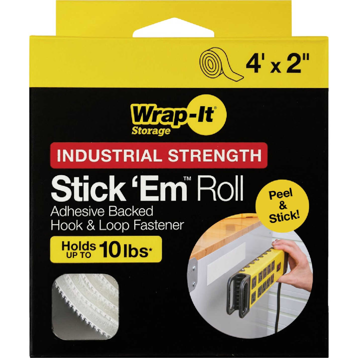 Wrap-It Storage Stick 'Em 2 In. x 4 Ft. Industrial Strength White Hook & Loop Roll Image 7