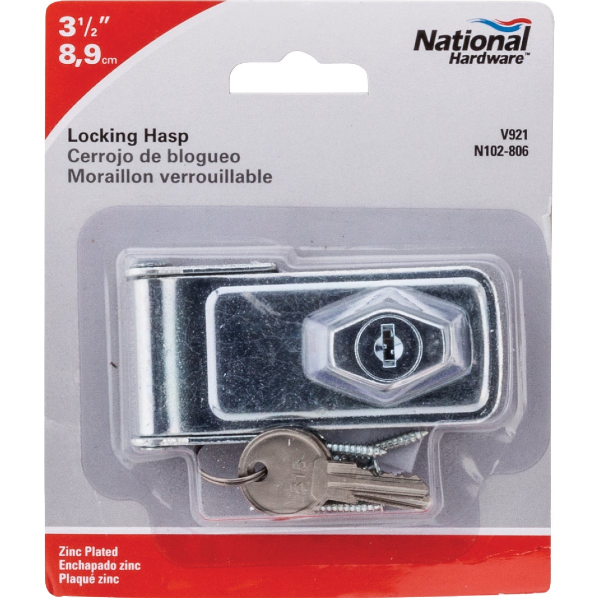 National Hardware 3-1/2 In. Zinc-Plated Key Locking Hasp Image 2
