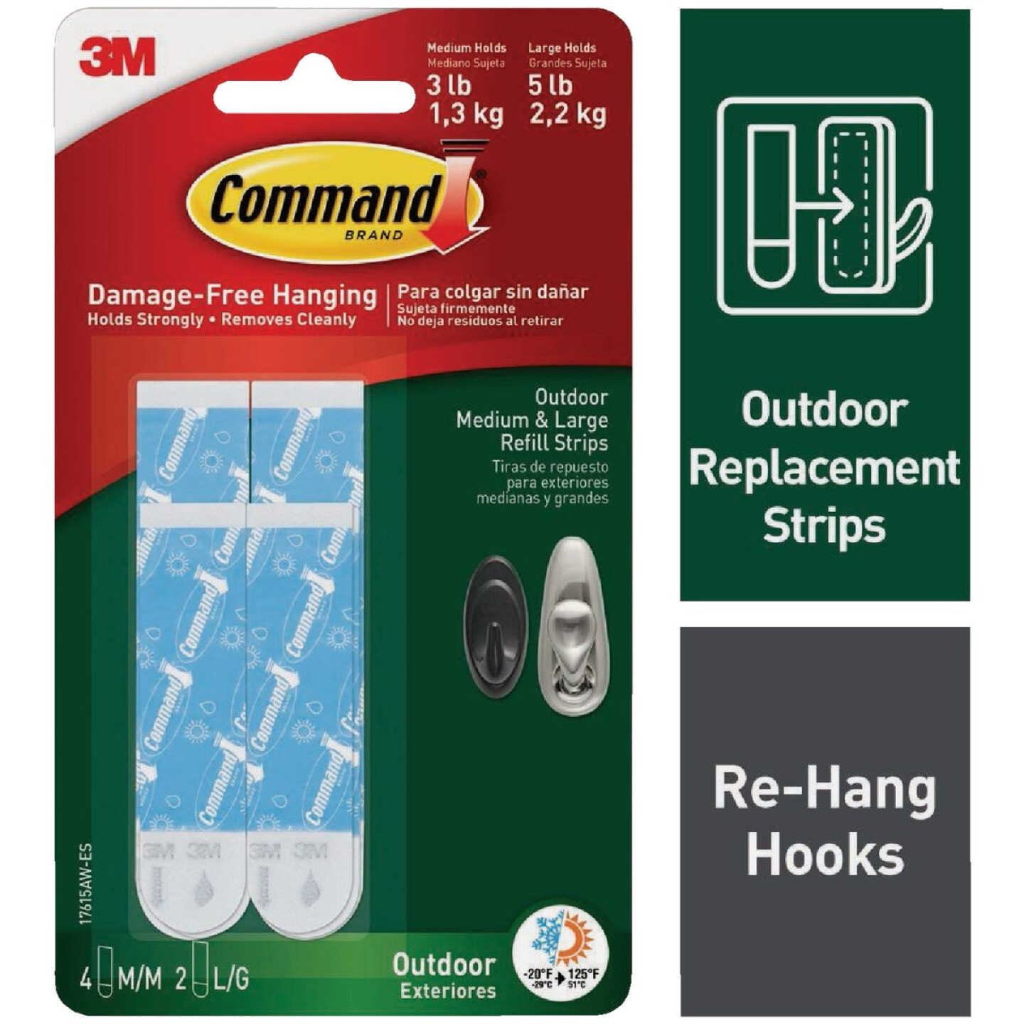 Command Outdoor Medium & Large Foam Replacement Strips, 8 Strips Image 1