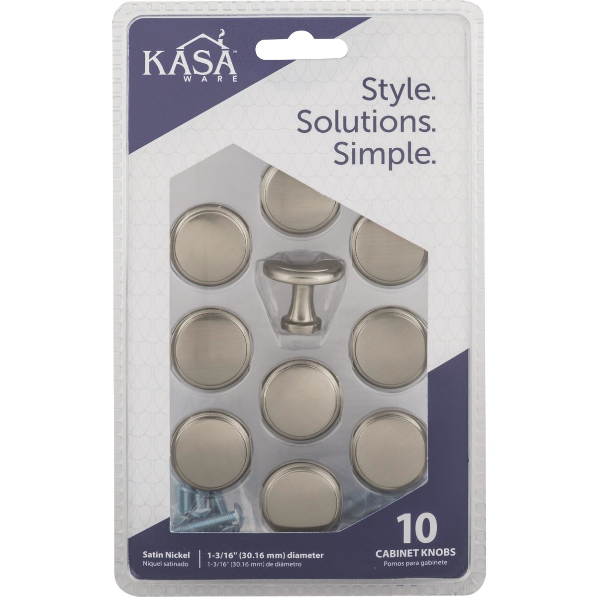 KasaWare 1-3/16 In. Dia. Satin Nickel Cabinet Knob (10-Pack) Image 4
