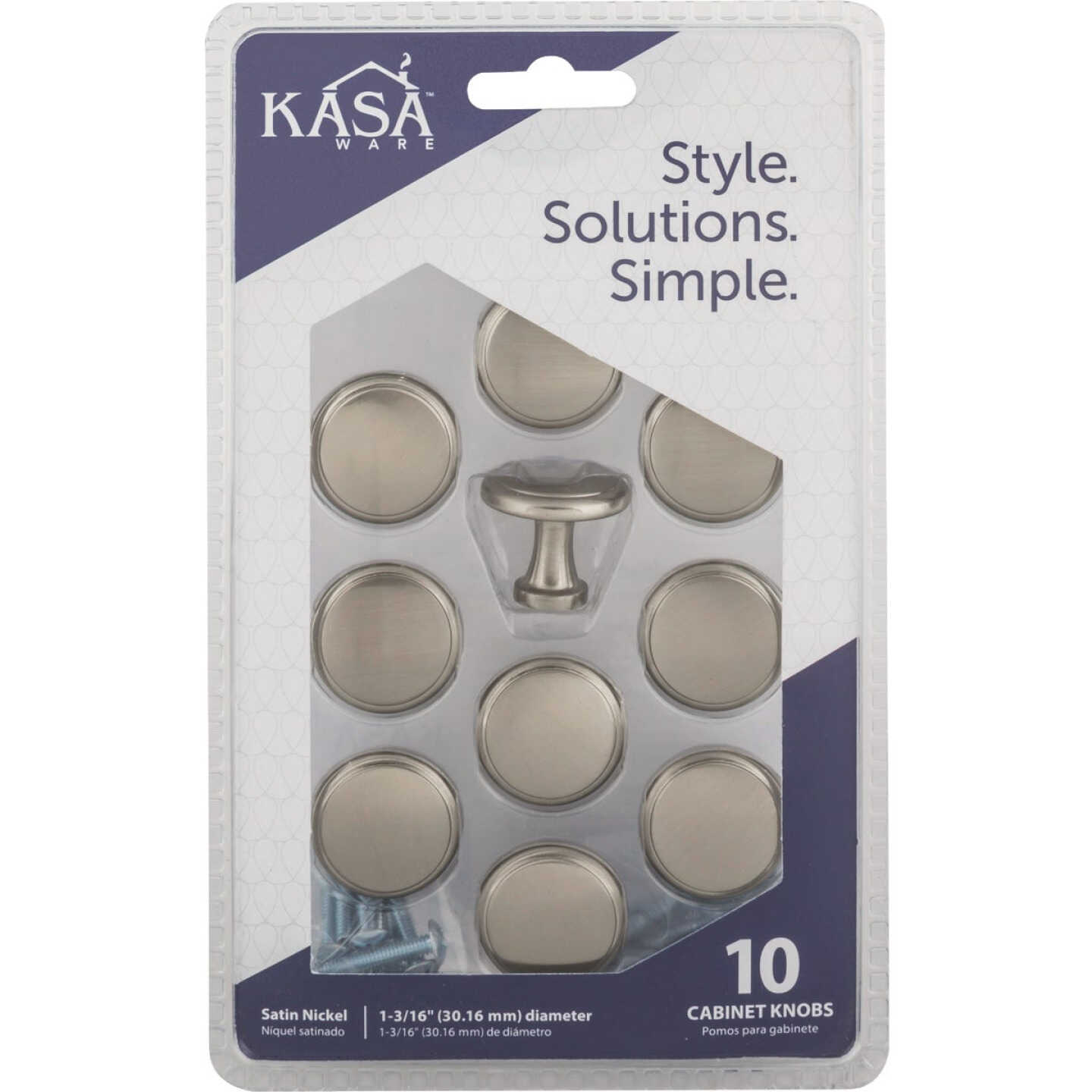 KasaWare 1-3/16 In. Dia. Satin Nickel Cabinet Knob (10-Pack) Image 4