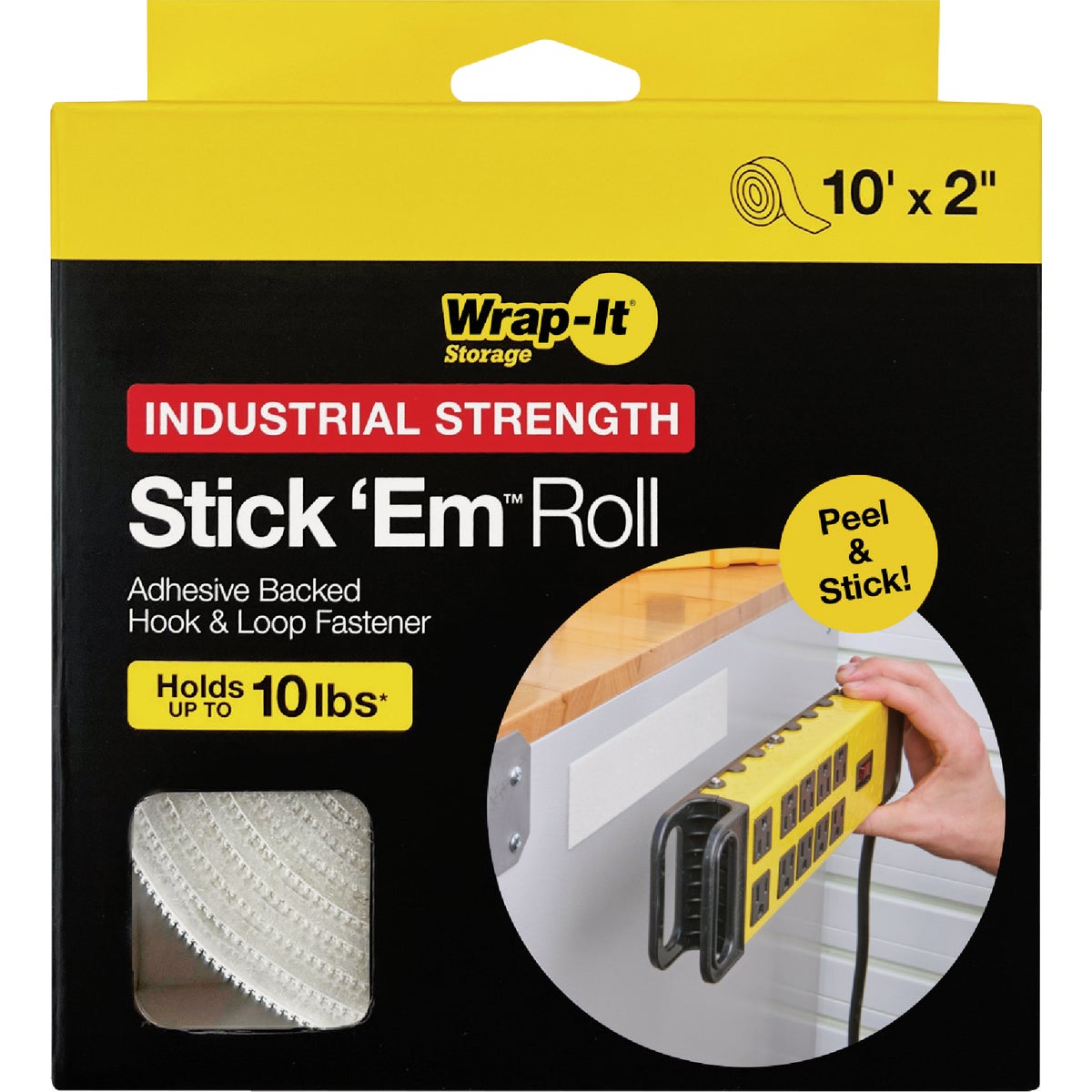 Wrap-It Storage Stick 'Em 2 In. x 10 Ft. Industrial Strength White Hook & Loop Roll Image 7