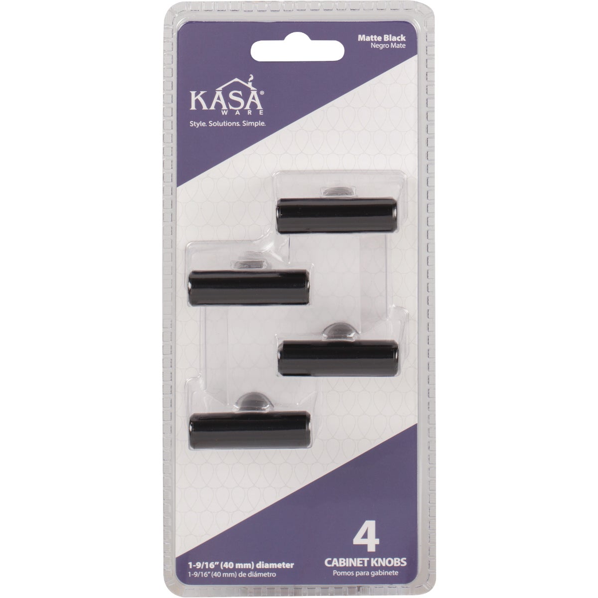 KasaWare 7/16 In. Diameter Matte Black Cabinet Knob (4-Pack) Image 2
