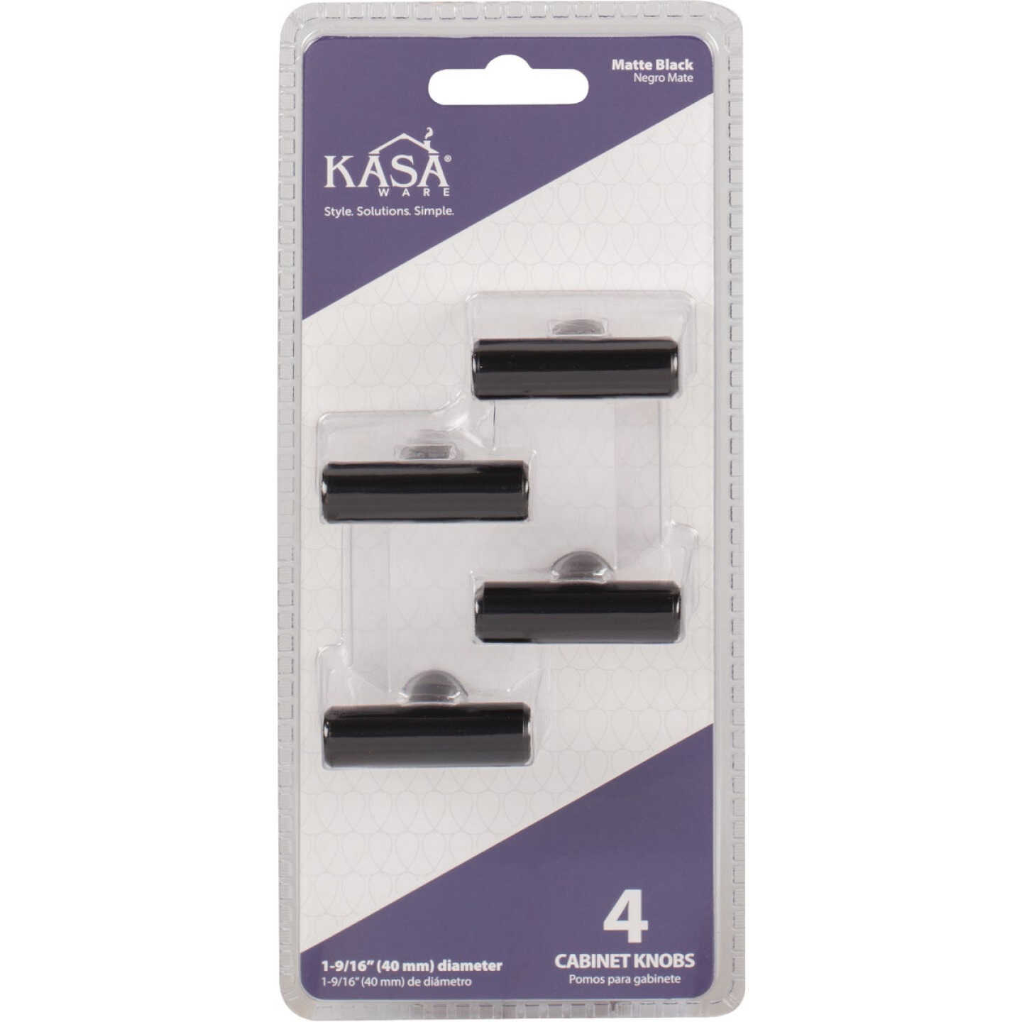 KasaWare 7/16 In. Diameter Matte Black Cabinet Knob (4-Pack) Image 2