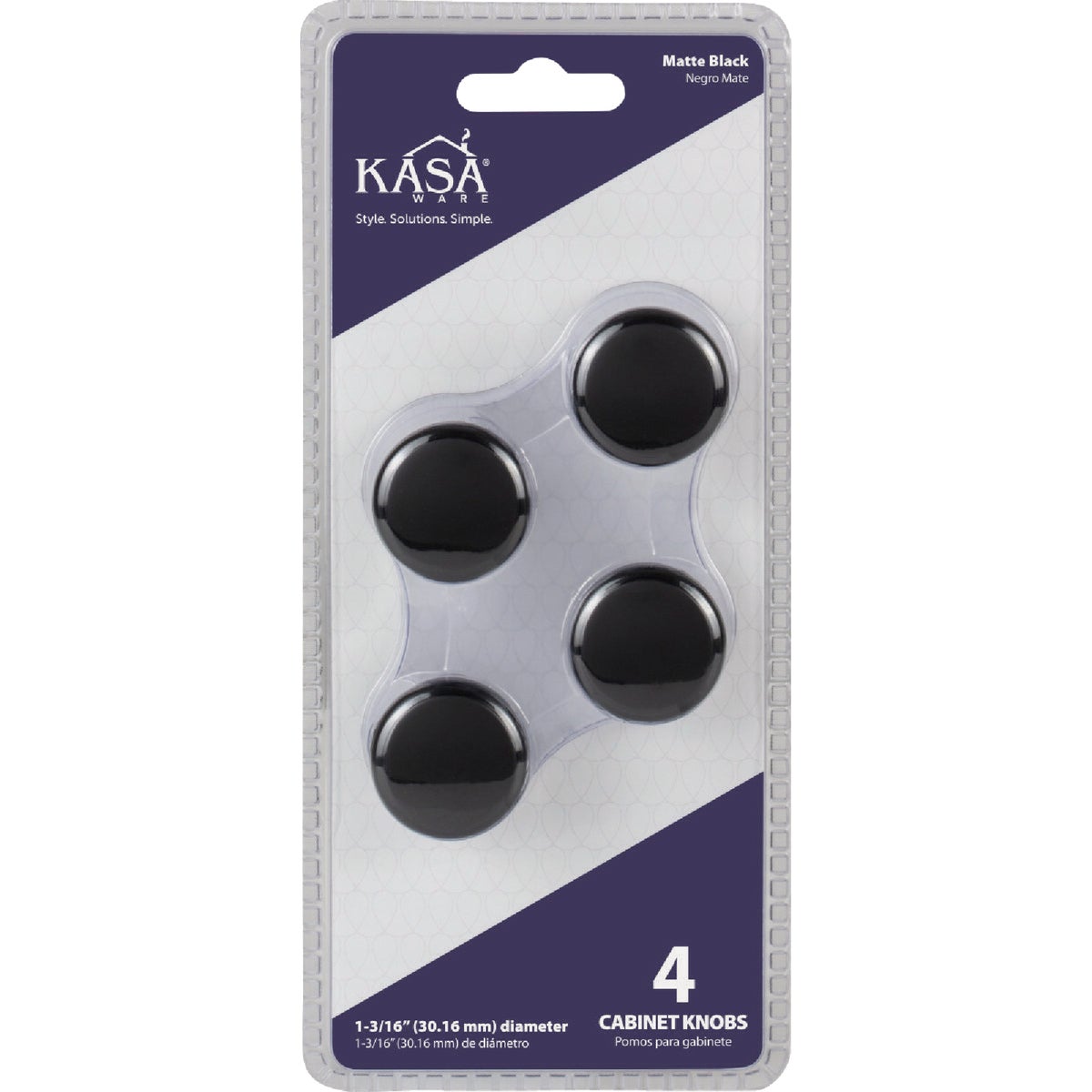 KasaWare 1-3/16 In. Diameter Matte Black Flat Round Knob (4-Pack) Image 2