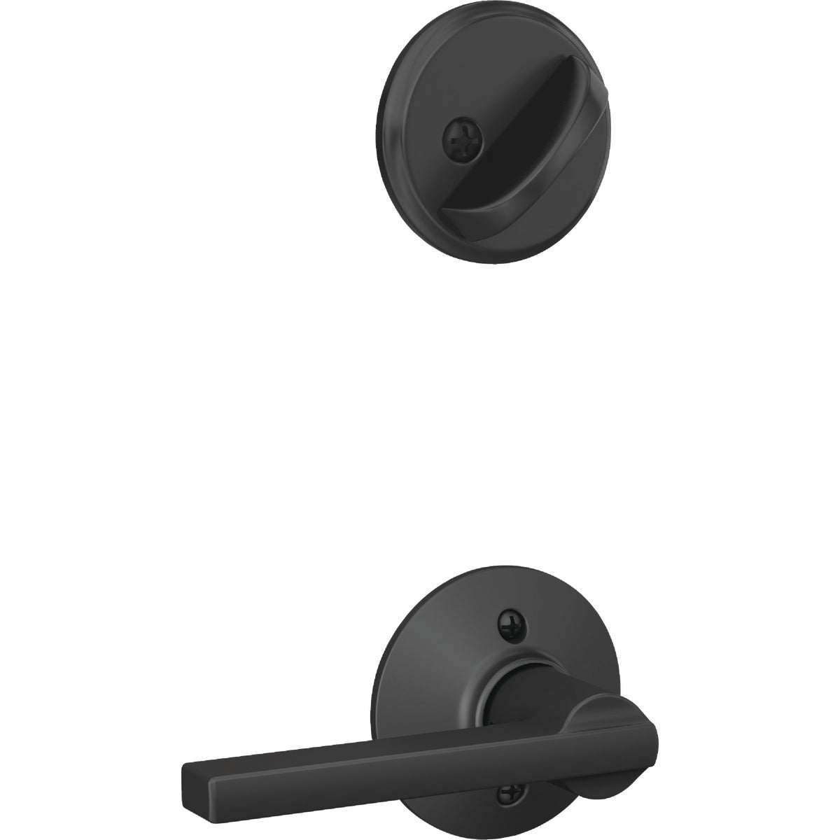 Schlage Matte Black Single Cylinder Deadbolt & Keyed Entry Latitude Lever Combo Image 2