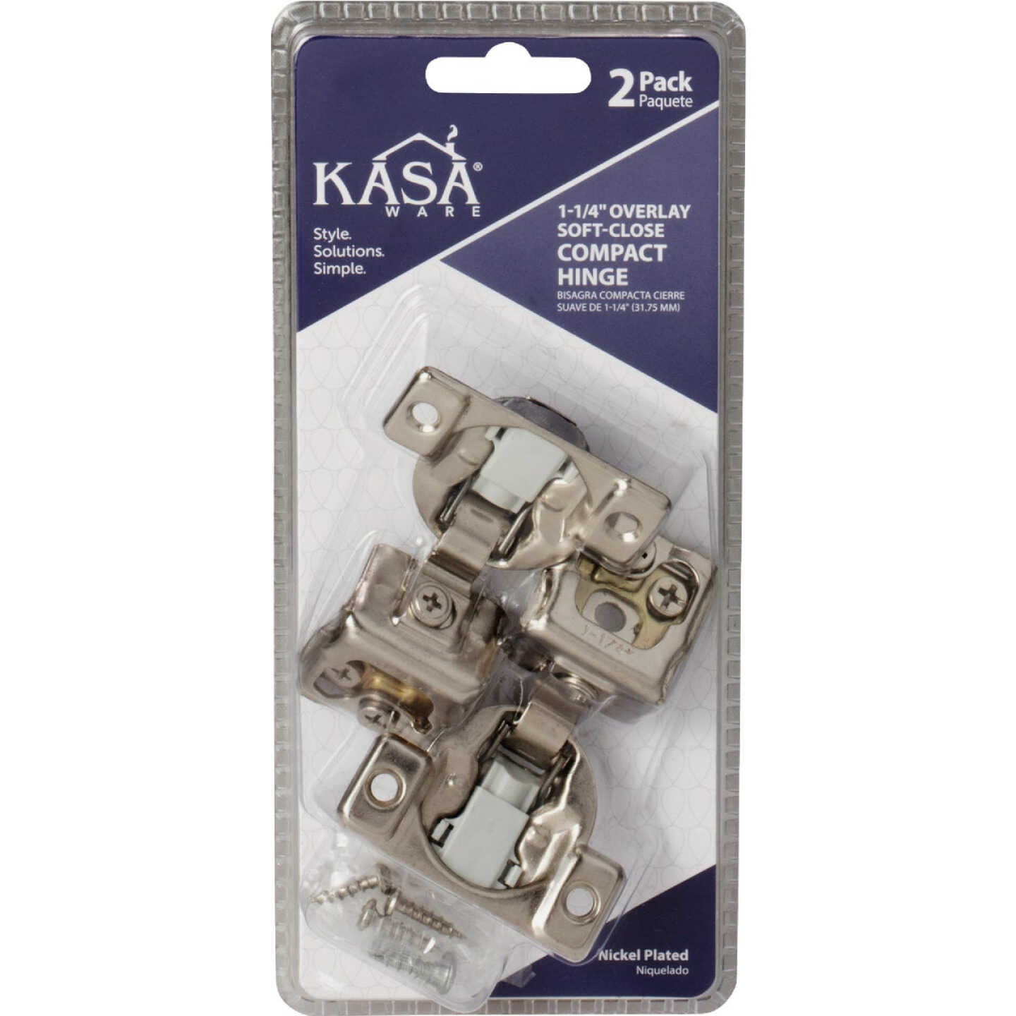 KasaWare 1-1/4 In. Overlay Soft-close Compact Hinge (2-Pack) Image 1