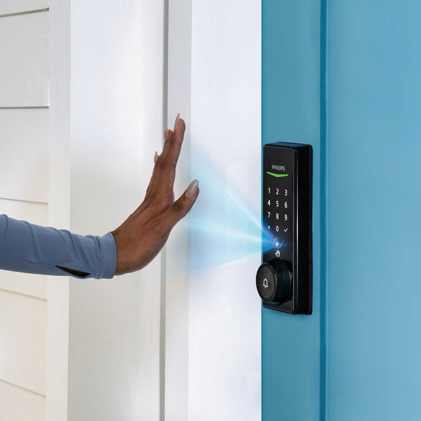 Philips Palm Reader Electronic Deadbolt with Door Chime, Matte Black Image 2