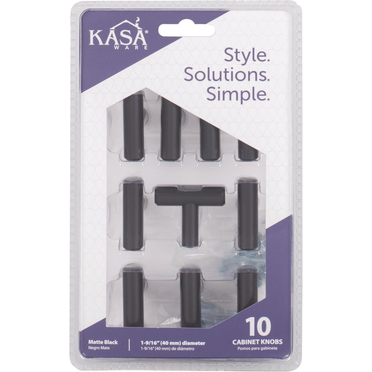 KasaWare 7/16 In. Diameter Matte Black Cabinet Knob (10-Pack) Image 2