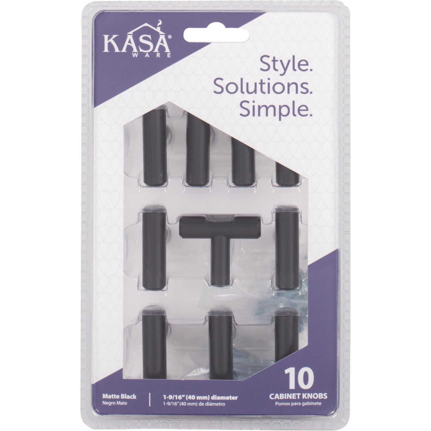 KasaWare 7/16 In. Diameter Matte Black Cabinet Knob (10-Pack) Image 2