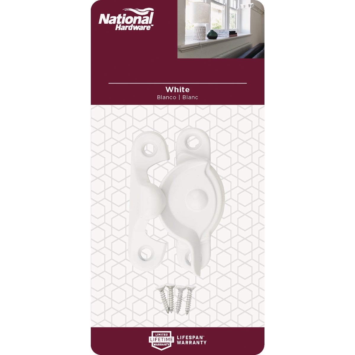 National Hardware White 7/8 In. Crescent Sash Lock Image 2