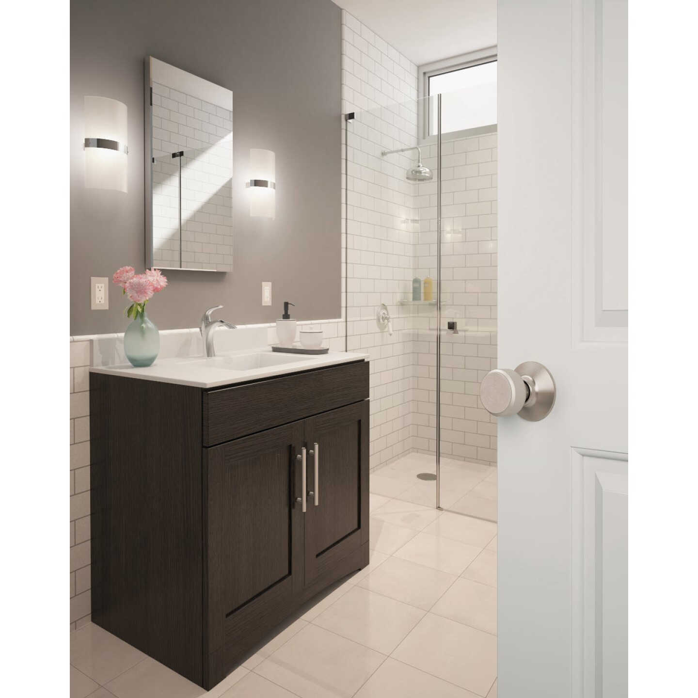 Schlage Bowery Satin Nickel Passage Door Knob Image 2