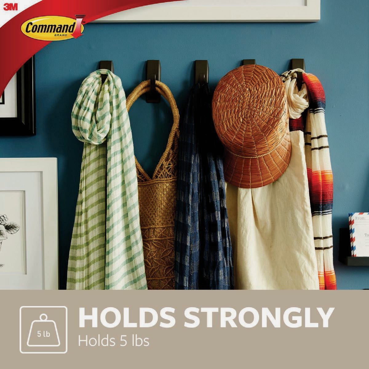 Command Large Modern Reflections Metal Hook, Brushed Nickel, 1 Hook, 2 Strips Image 4