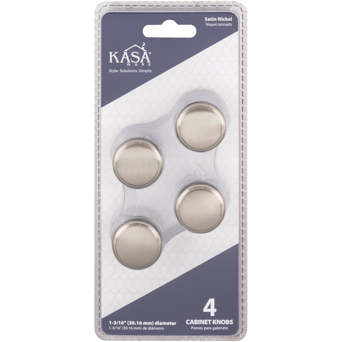 KasaWare 1-3/16 In. Dia. Satin Nickel Cabinet Knob (4-Pack) Image 4
