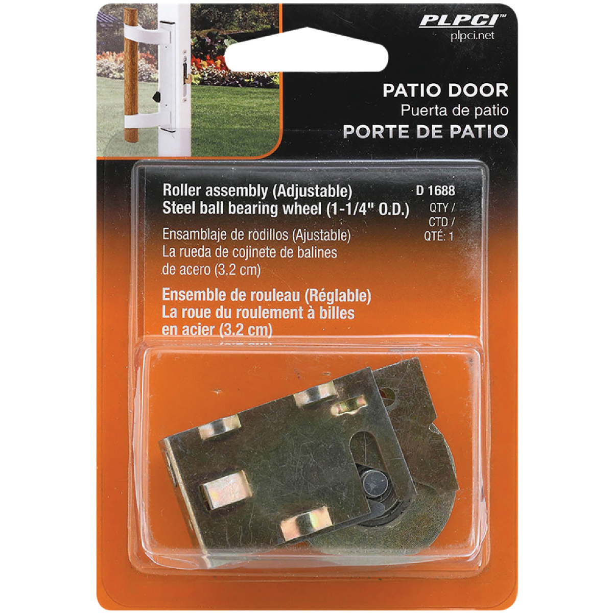 Prime-Line 1-1/4 In. Dia. x 9/16 In. W. x 2-1/8 In. L. Steel Patio Door Roller with Adjustable Housing Assembly Image 2