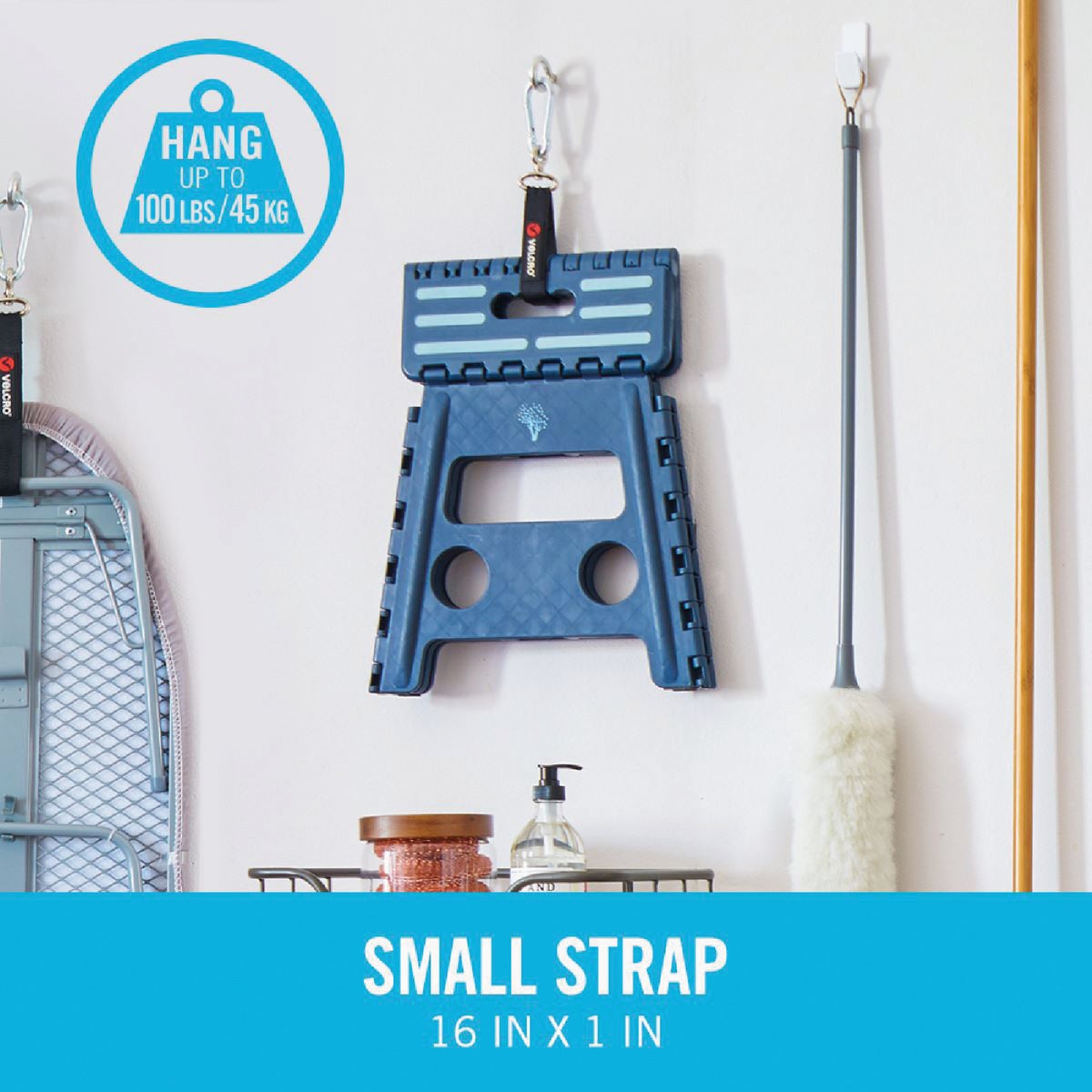 Velcro Brand Easy Hang 16 In. x 1 In. Black 100 Lb. Capacity Strap with Carabiner Image 3