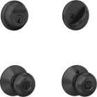 Schlage Matte Black Single Cylinder Deadbolt & Plymouth Keyed Entry Knob Image 3