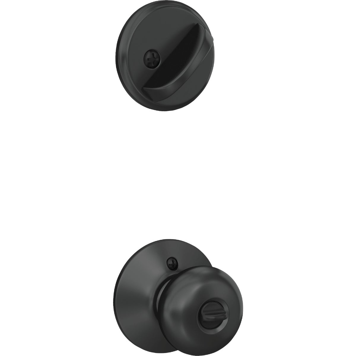 Schlage Matte Black Single Cylinder Deadbolt & Plymouth Keyed Entry Knob Image 4