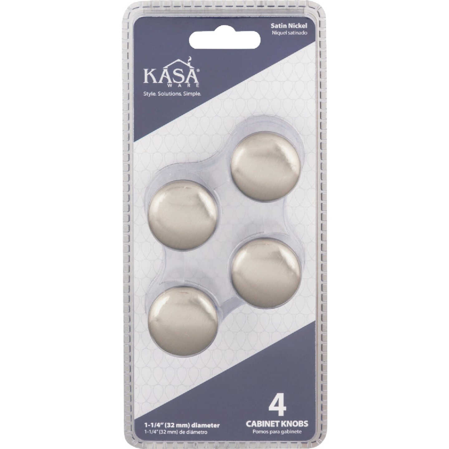 KasaWare 1-1/4 In. Diameter Satin Nickel Knob (4-Pack) Image 2