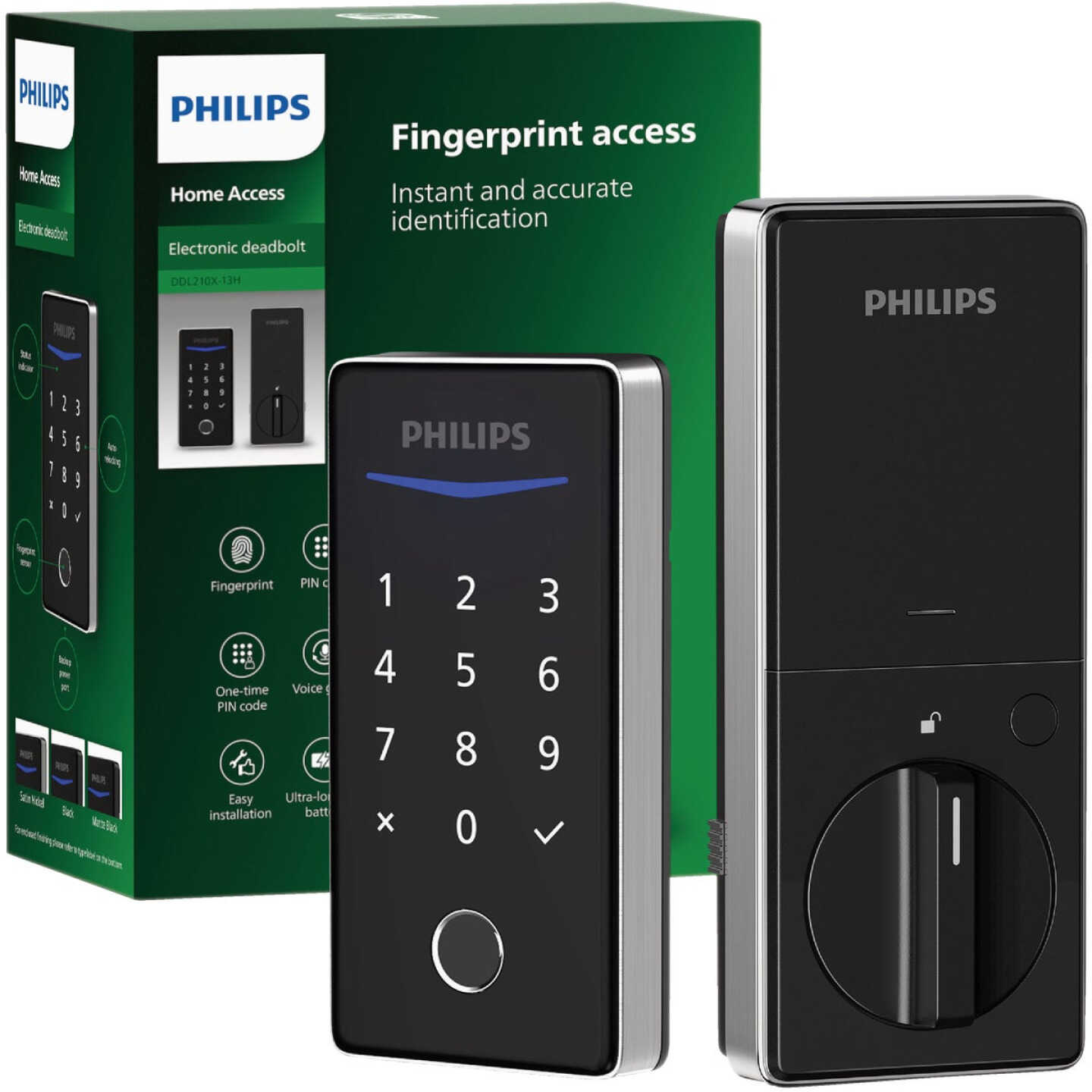 Philips Keyless Smart Lock Electronic Deadbolt, Satin Nickel Image 1