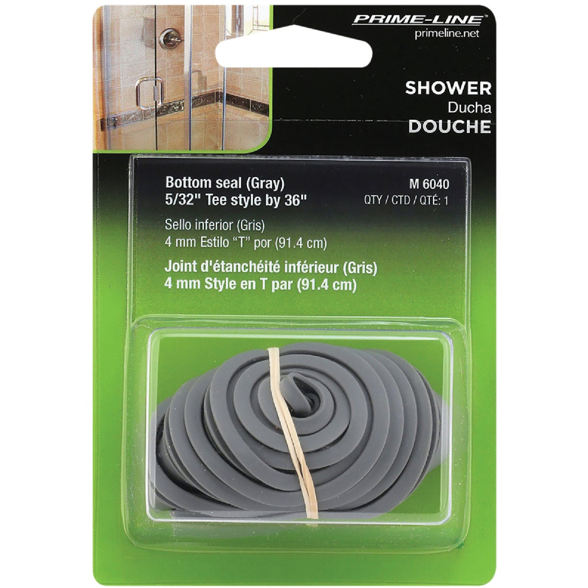 Prime-Line 3/4 In. x 36 In. Gray Double Tee Shower Door Bottom Sweep Image 2