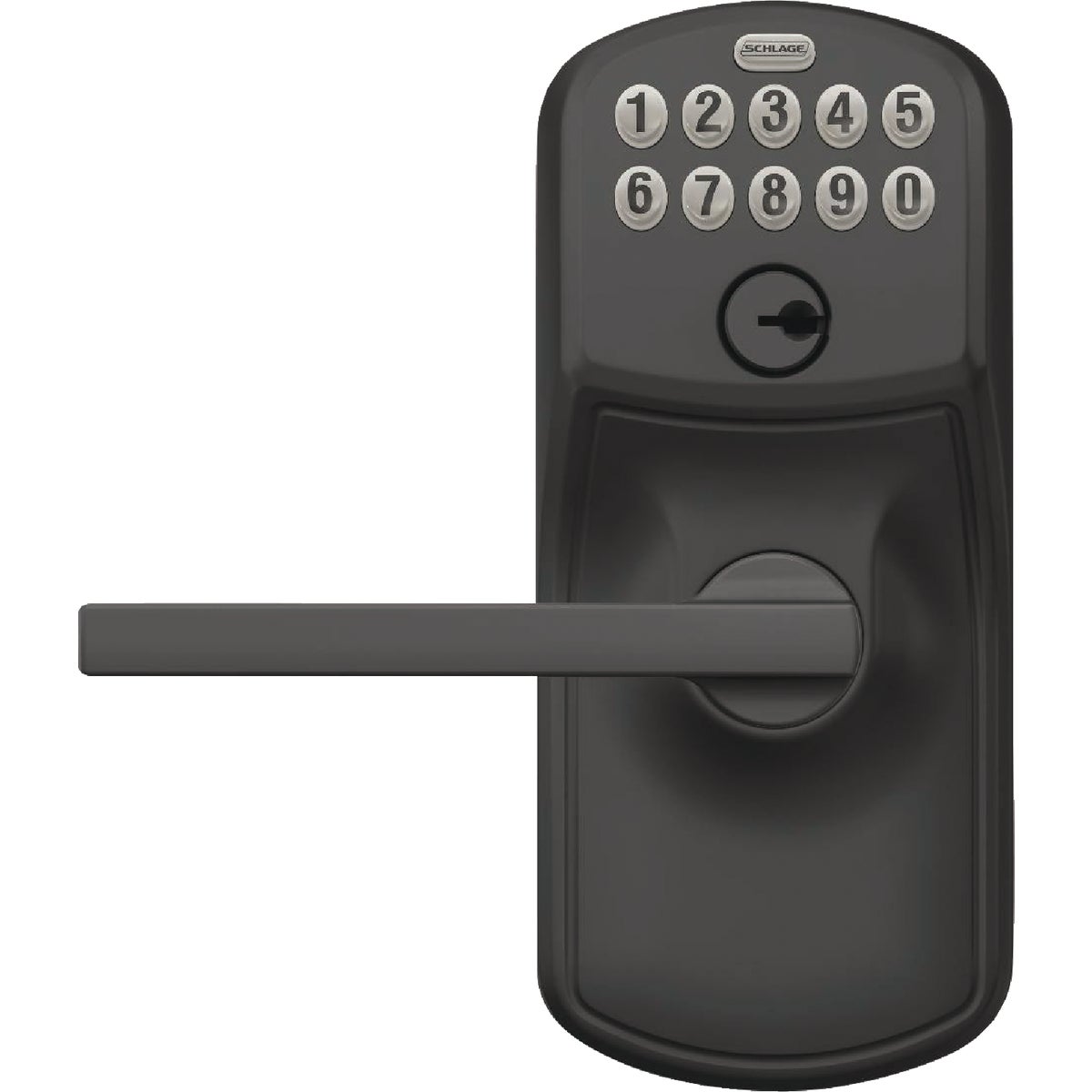 Schlage Plymouth Matte Black Electronic Keypad Entry Latitude Lever