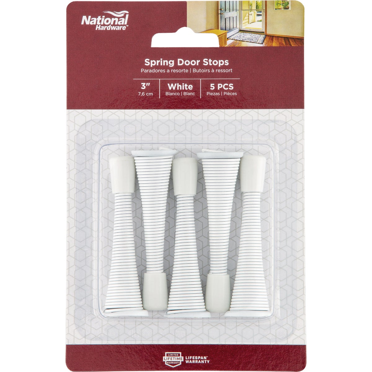 National Hardware 3 In. White Spring Door Stop (5-Pack) Image 2