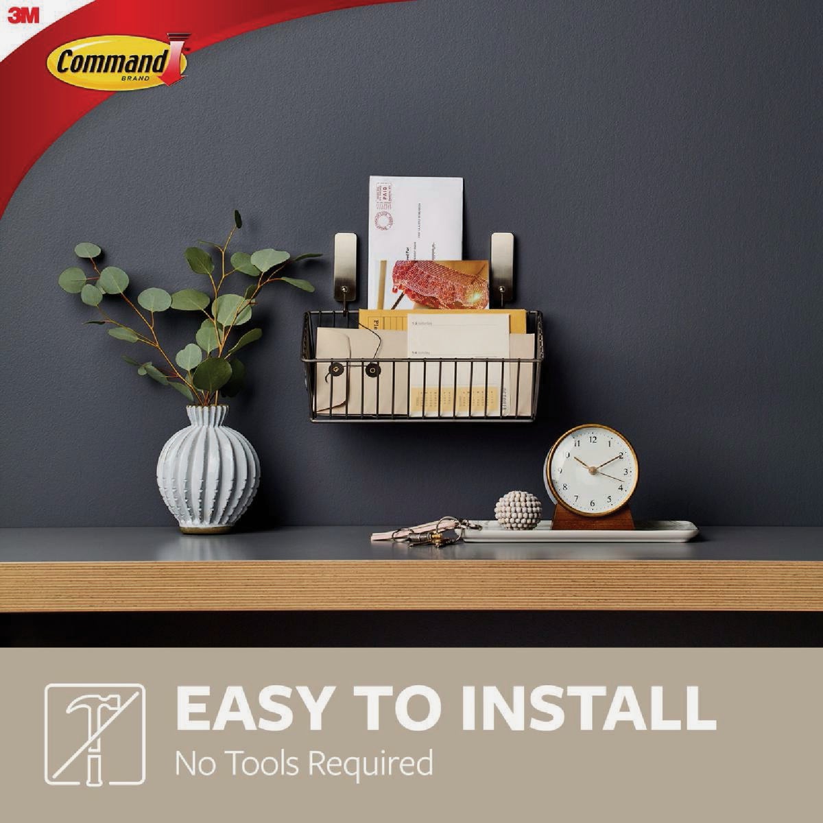 Command Medium Brushed Nickel Hook, 1 Hook, 2 Strips Image 3