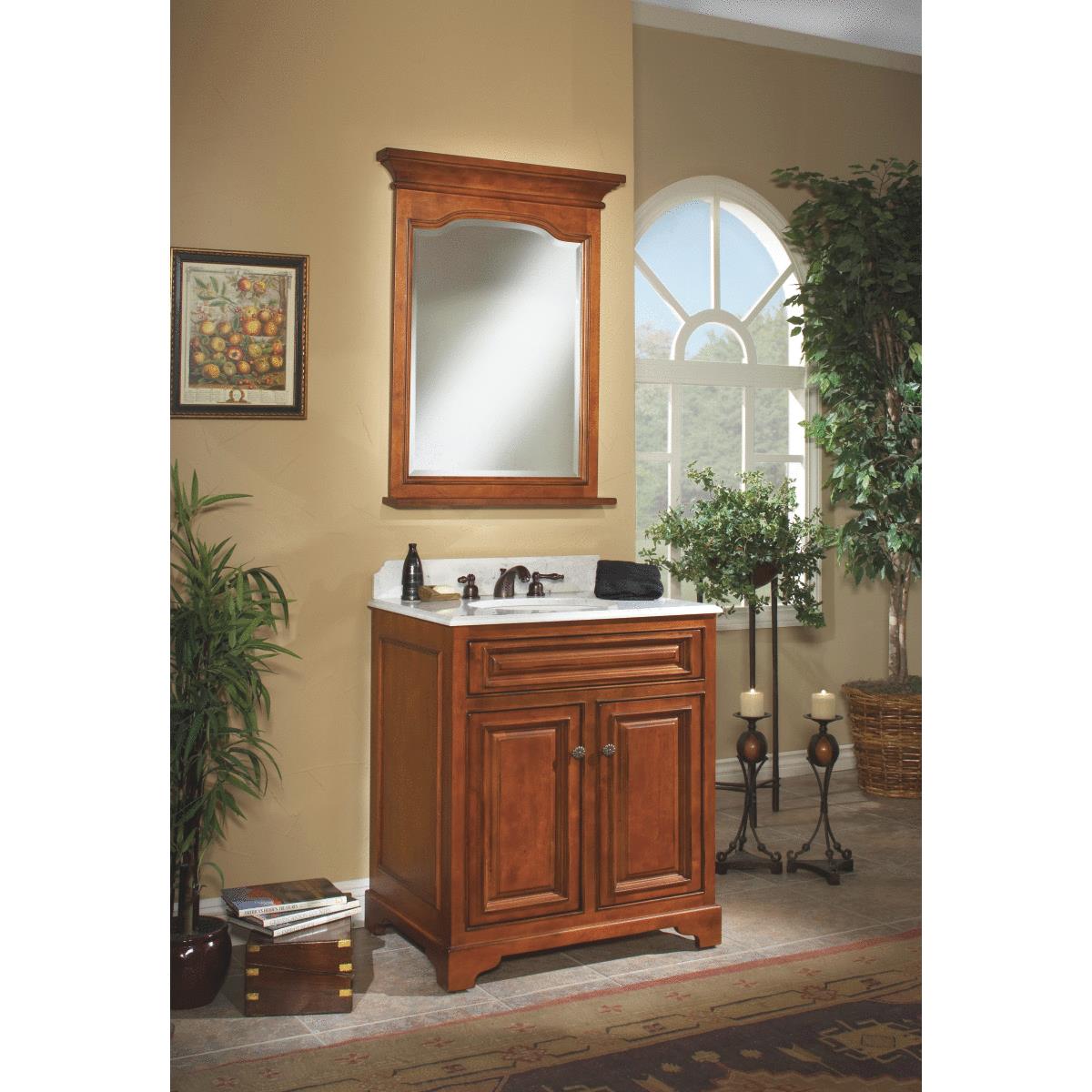 Sunny Wood Cambrian Cherry 30 In. W x 34 In. H x 21 In. D Vanity Base, 2 Door