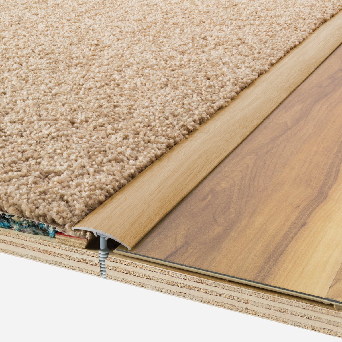 M-D Building Products Metal Decor 1-1/2 In. x 72 In. Beech Aluminum Multi Floor Transition Image 3