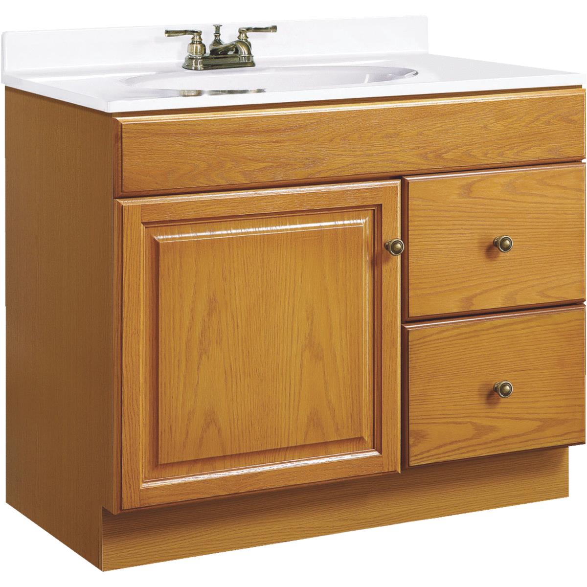 Design House Claremont Honey Oak 24 In. W x 31-1/2 In. H x 18 In. D Vanity Base, 1 Door/2 Drawer
