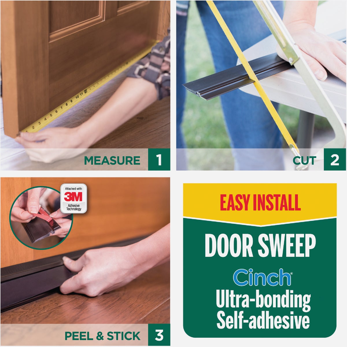 M-D Building Products 36 In. Aluminum and Vinyl CINCH Self-Adhesive Door Sweep, White Image 5