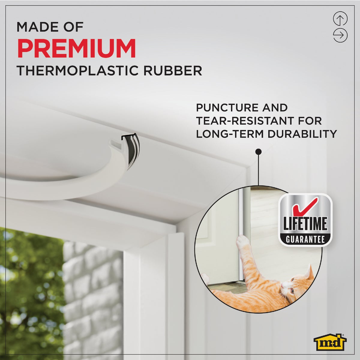 M-D Building Products 84 In. Premium Rubber PLATINUM Top and Sides Door Seal for Doors with Kerf/Channel, White Image 3