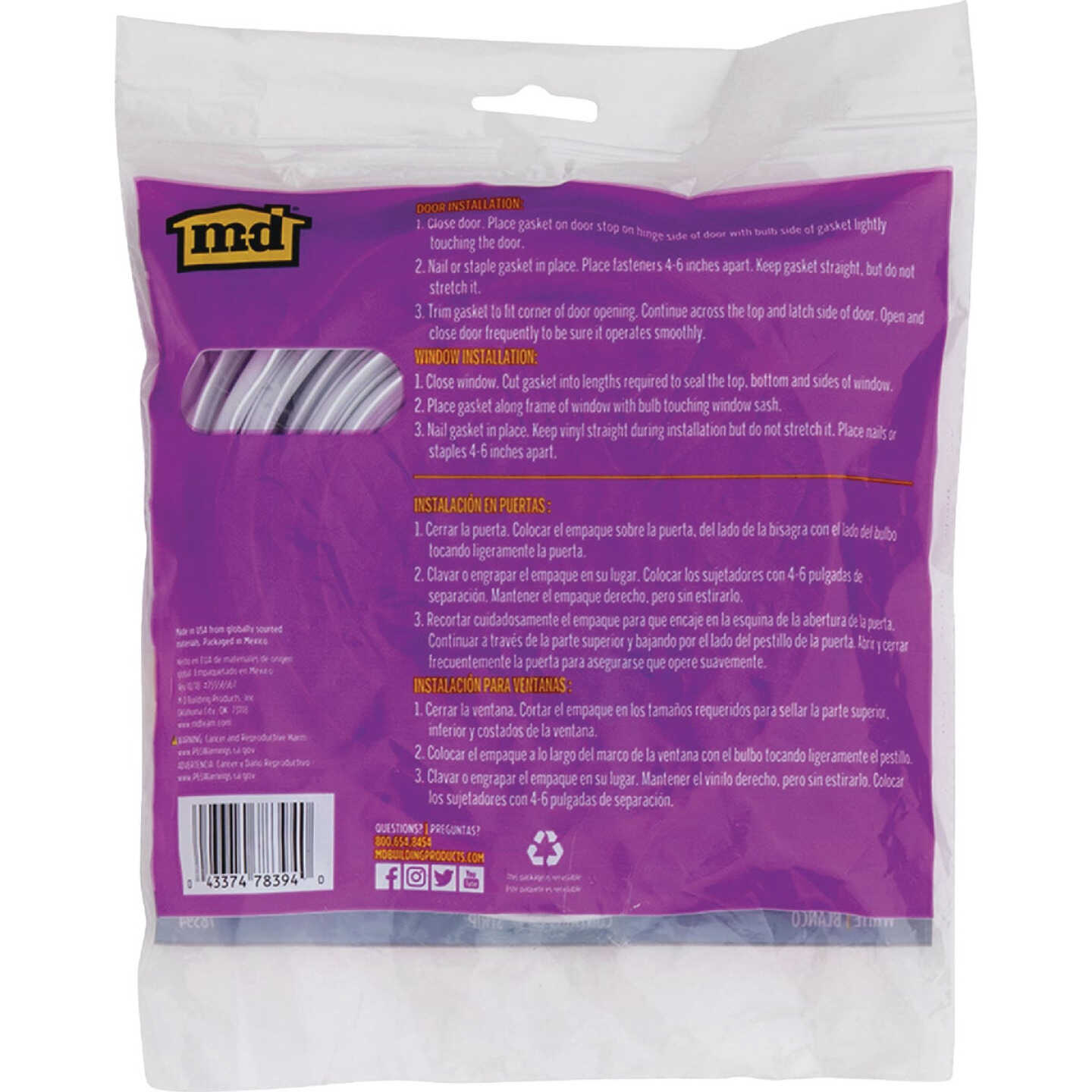 M-D Building Products 17 Ft. White Vinyl Gasket Weatherseal for Doors & Windows Image 5