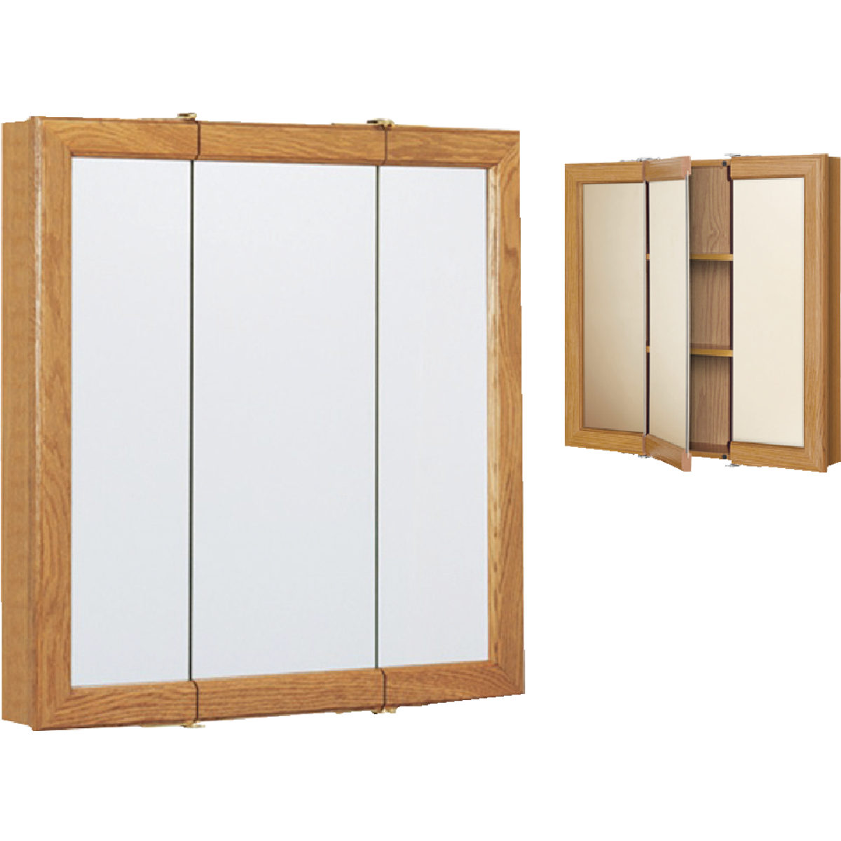 Continental Cabinets Oak 30 In. W x 28-3/4 In. H x 4-1/2 In. D Tri-View Surface Mount Medicine Cabinet