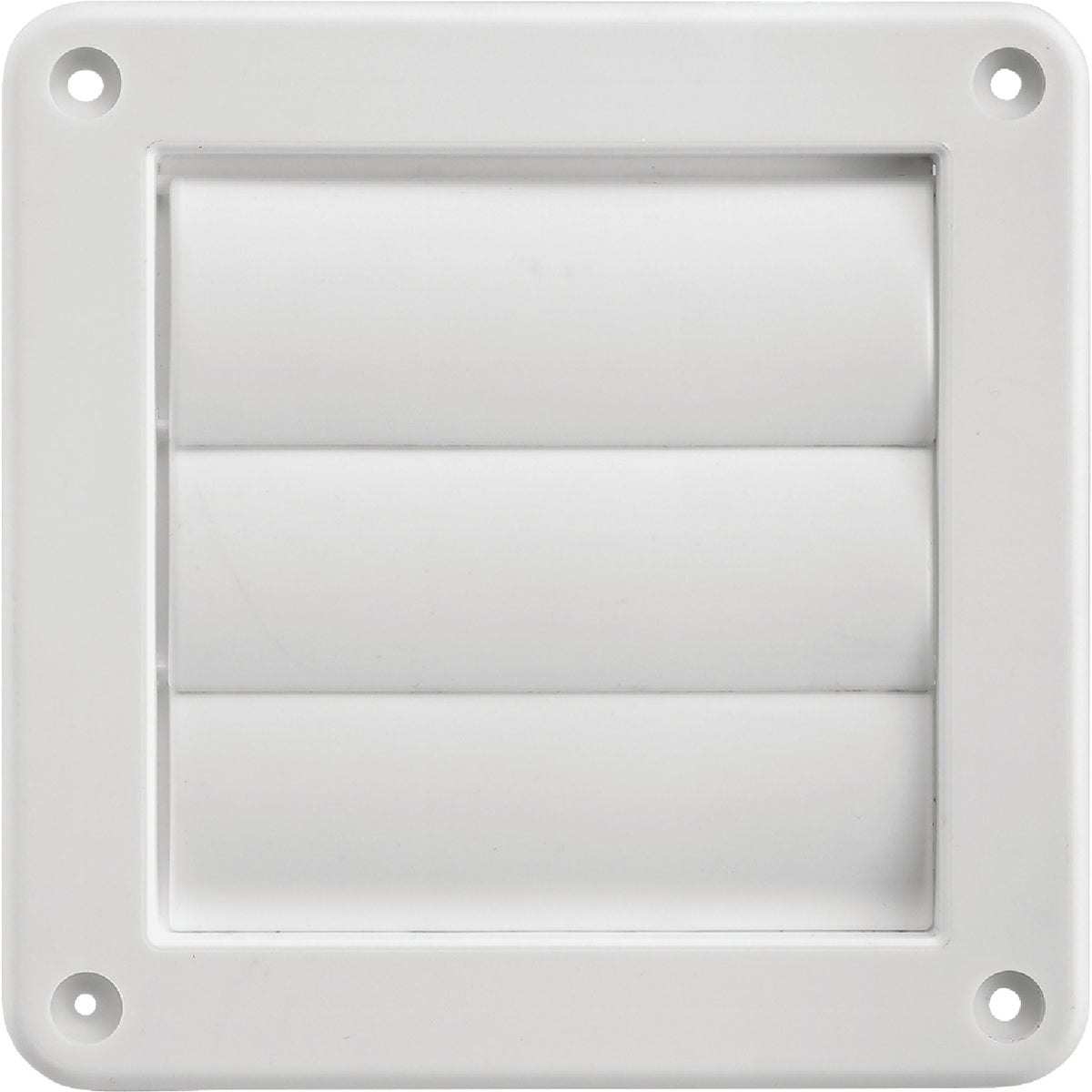 Lambro 4 In. White Plastic Exhaust Wall Louvered Vent