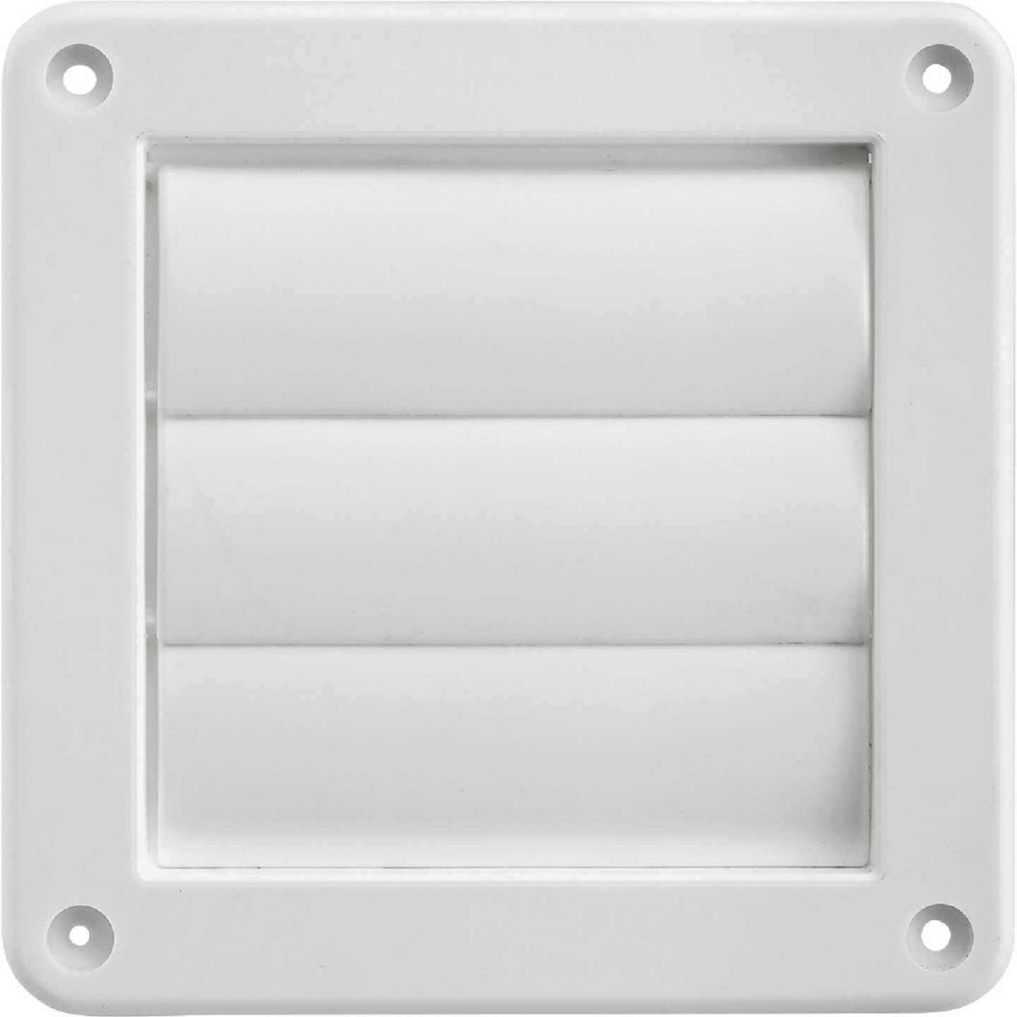 Lambro 4 In. White Plastic Exhaust Wall Louvered Vent Image 1