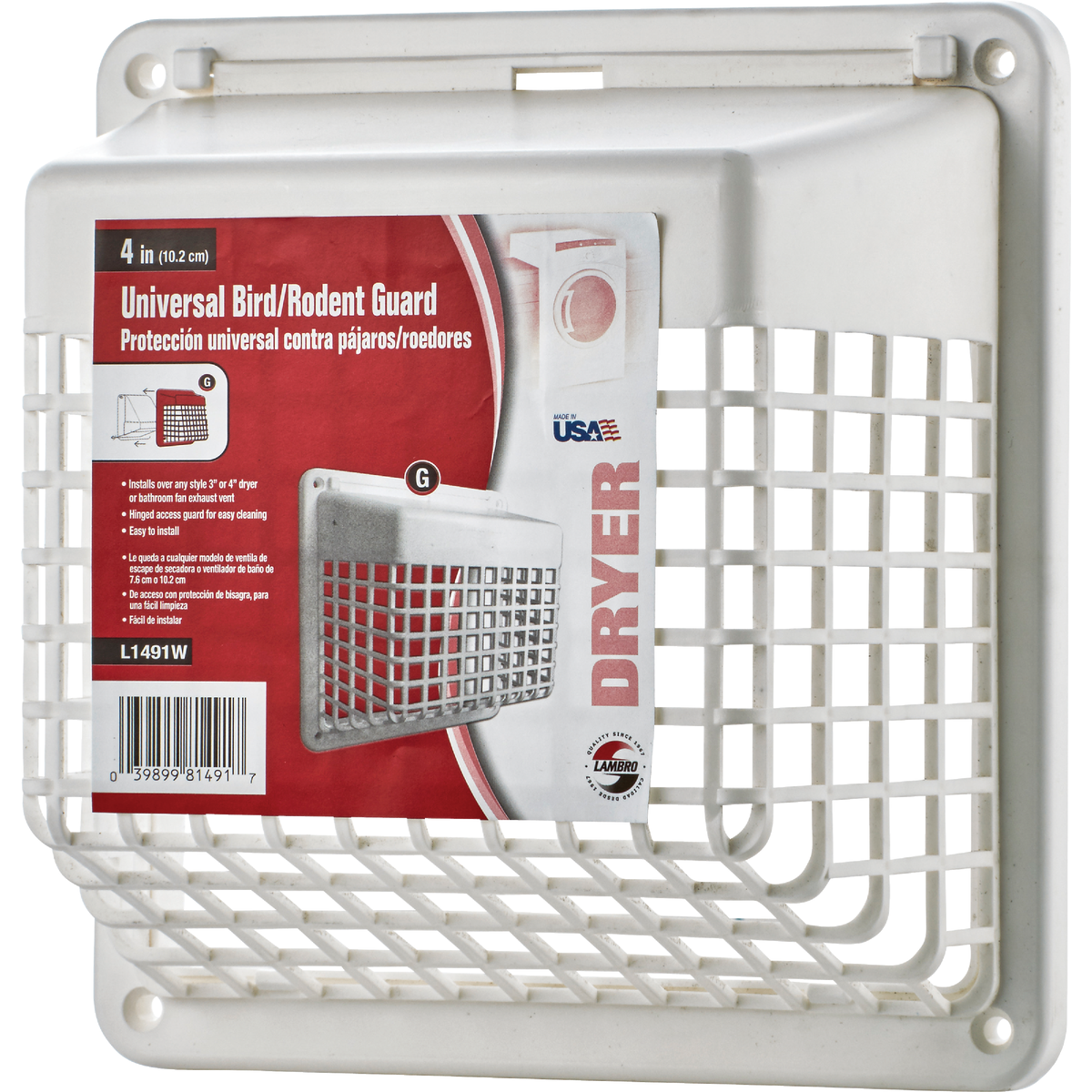 Lambro 4 In. White Plastic Universal Hinged Vent Guard