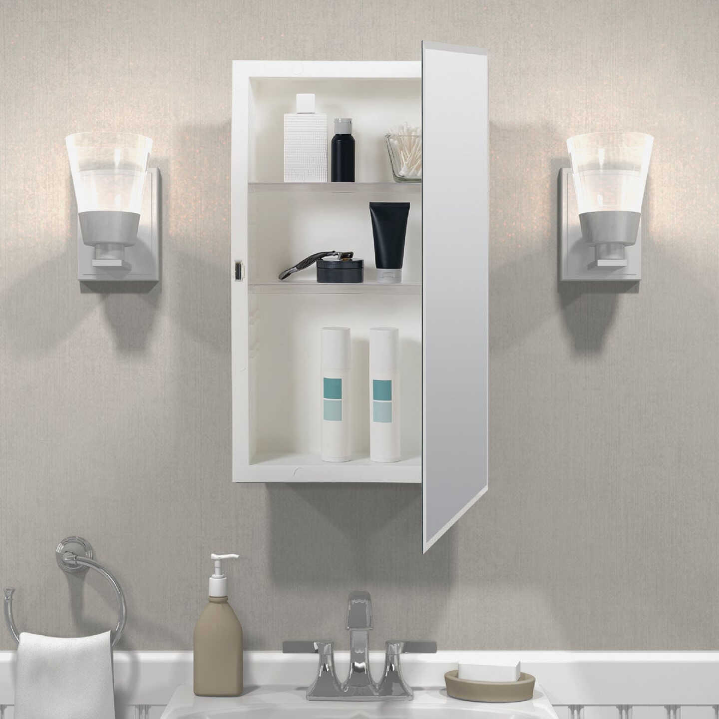 Zenith Frameless Beveled 16 In. W x 26 In. H x 4-1/2 In. D Single Mirror Surface/Recess Mount Medicine Cabinet Image 3