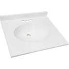 CraftMark 19 In. x 17 In. Cultured Marble Solid High Gloss White Vanity Top with Round Bowl Image 1