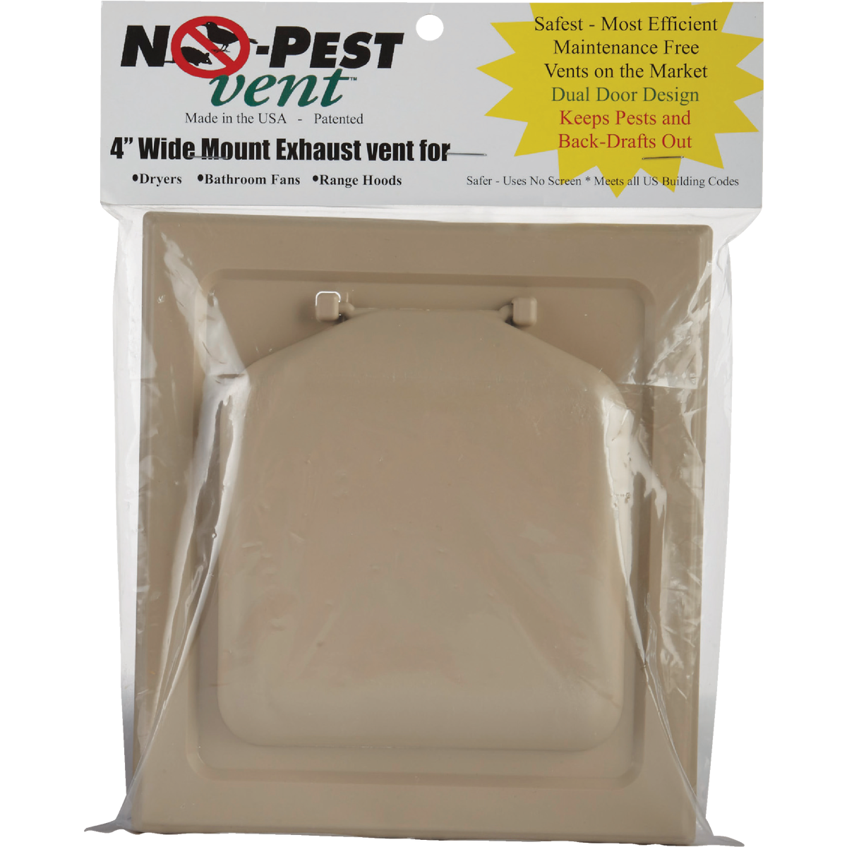 No-Pest 4 In. Tan Plastic Wide Mount Dryer Vent Hood Image 2