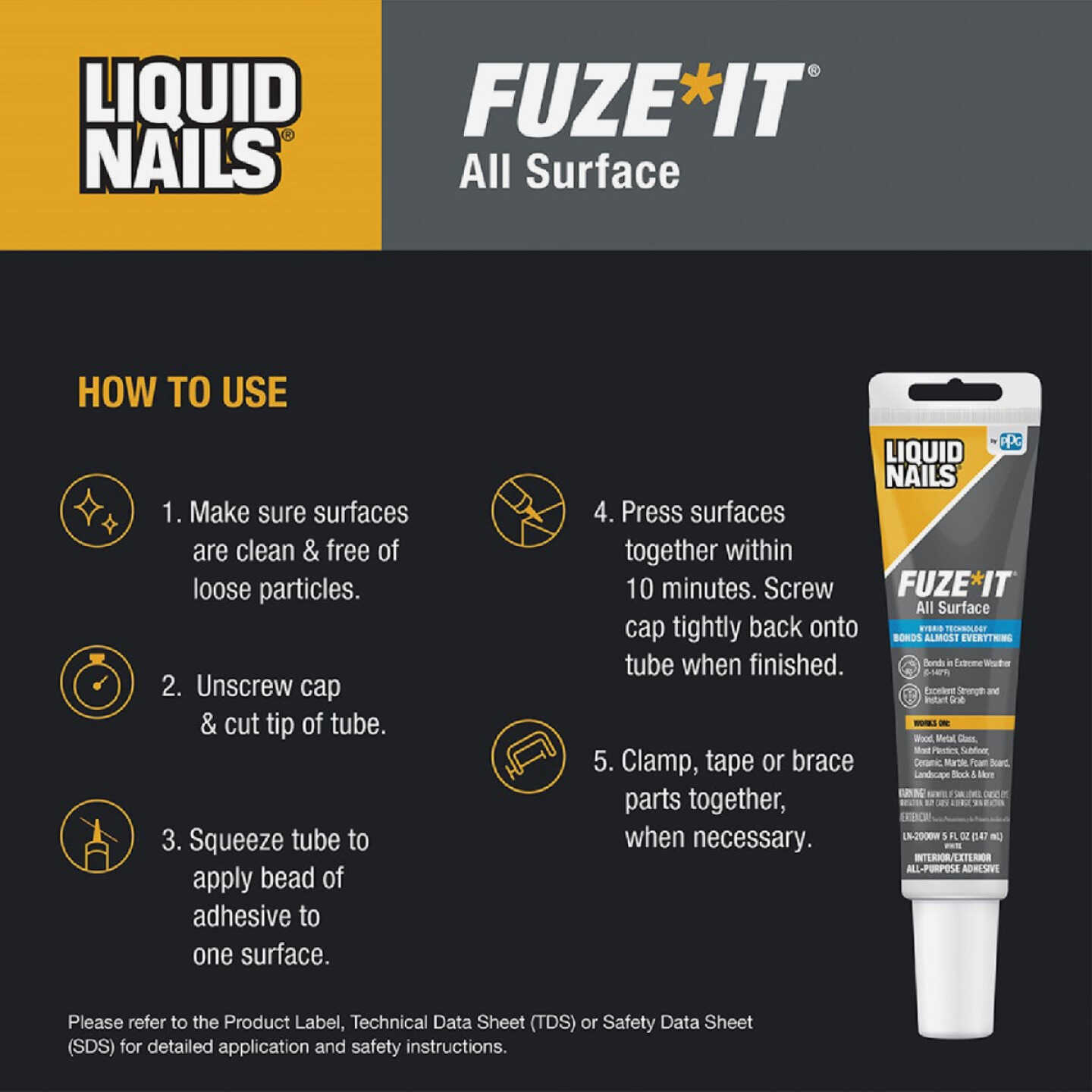 Liquid Nails Fuze-It 5 Oz. All Surface Construction Adhesive Image 3