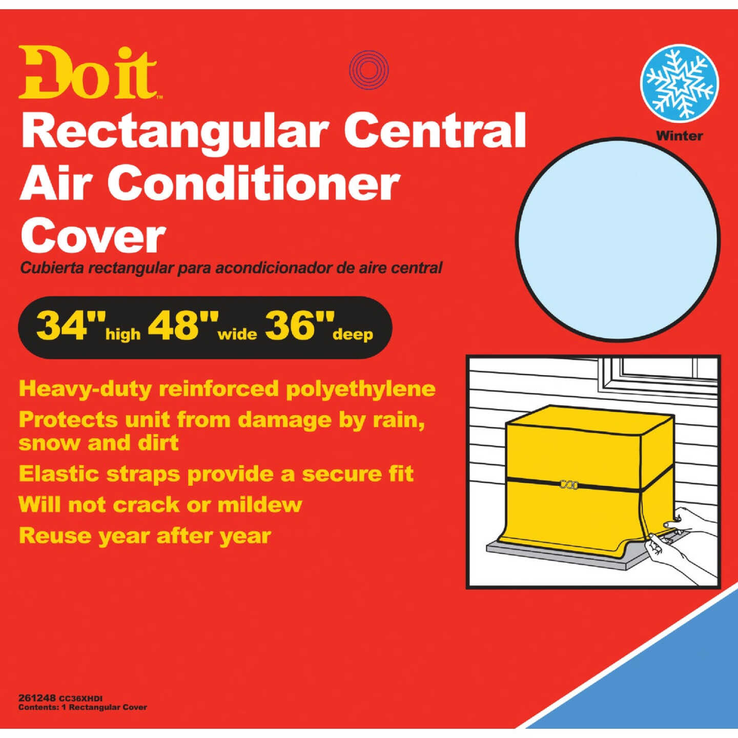 Do it 48 In. x 34 In. x 36 In. Gray Polyethylene 9 mil Rectangular Central Air Conditioner Cover Image 1